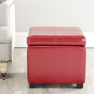 Safavieh Bobbi Tray Red Bicast Leather Storage Ottoman