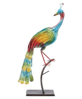 Woodland Imports Dazzling Multicolor Metal Peacock Sculpture   13W x 35H in.   Sculptures & Figurines