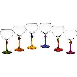 Italian Hand painted Multicolor Fun Wine Glasses (Set of 6)   14981274