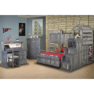 Twin Over Full L Shaped Bunk Bed with Stairway Chest