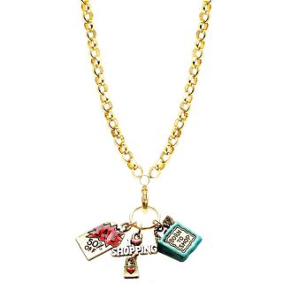 Gold Overlay Shopper Mom Charm Necklace