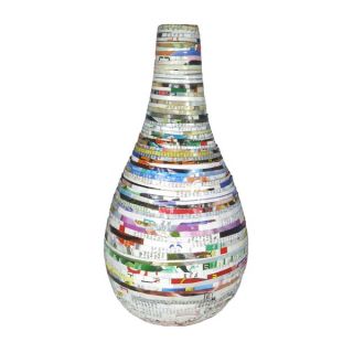 Handcrafted Recycled Magazine Paper Decorative Teardrop Vase (Vietnam