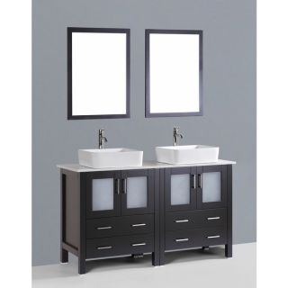 Kokols Modern Double 60 inch Free Standing Bathroom Vanity Sink Mirror