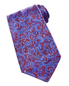 Stefano Ricci Paisley Silk Tie, Red/Blue
