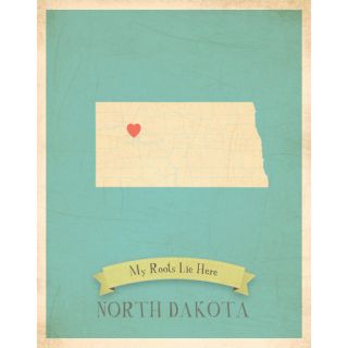 My Roots North Dakota Personalized Map Paper Print
