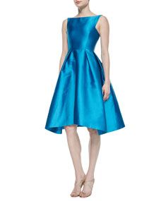 Monique Lhuillier Structured Scoop Back Fit And Flare Dress