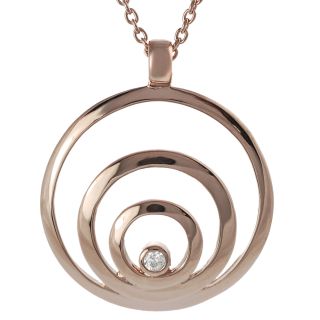 Journee Rose Gold plated Silver White Cubic Zirconia Circles Necklace