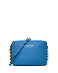 MICHAEL Michael Kors Jet Set Travel Large Saffiano Crossbody Bag, Heritage Blue