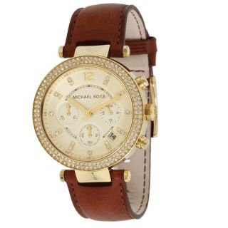 Michael Kors Womens MK2249 Leather Band Chronograph Watch   15939578