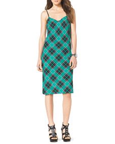 MICHAEL Michael Kors  Sleeveless Plaid Slip Dress