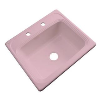 Thermocast Wellington Drop in Acrylic 25x22x9 in. 2 Hole Single Bowl Kitchen Sink in Dusty Rose 28262