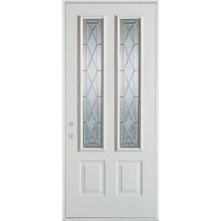 Stanley Doors 32 in. x 80 in. Art Deco 2 Lite 2 Panel Prefinished White Steel Prehung Front Door 1320ESL2 E 32 R Z
