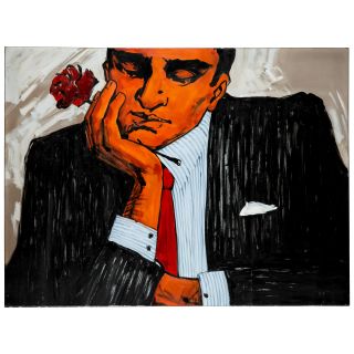 Cooper Classics Mad Man with Flower Canvas Wall Art   Wall Art
