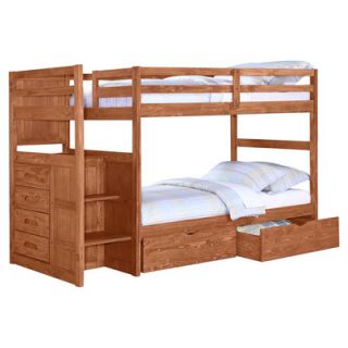 Donco Kids Ranch Twin Standard Bunk Bed with Dual Underbed Drawer and