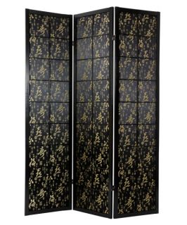 Feng Shui w/Black Fabric Room Divider   Room Dividers