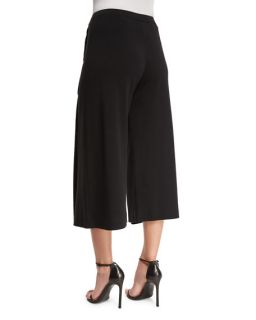 Joan Vass Comfortable Pleated Interlock Culottes, Black