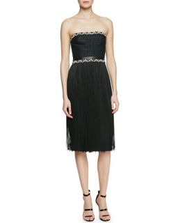 Tamara Mellon Strapless Dress with Fringe Skirt