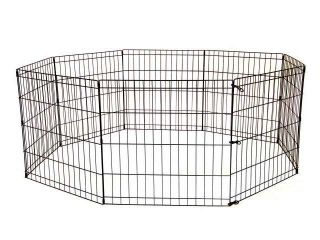24 Black Tall Dog Playpen Crate Fence Pet Kennel Play Pen Exercise Cage  8 Panel