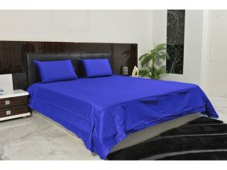 600 Thread Count Egyptian Cotton Solid Egyptian Blue Short Queen Sheet Set