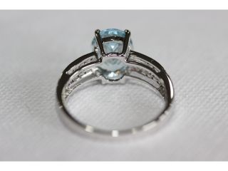 8x10mm Aquamarine .37ctw Diamonds 14k White Gold Engagement Wedding Promise Ring
