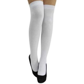 Luxury Divas White Over The Knee Knitted Socks