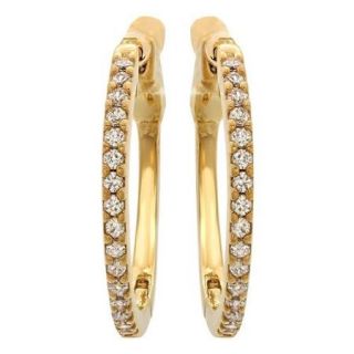 Stunning 18K Yellow Gold Plated CZ Hoop Earrings (20MM = 3/4 Inch)