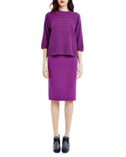 Raoul Dense Knit Pencil Skirt, Amethyst