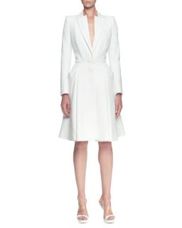 Alexander McQueen Double Layer Lapel Coat Dress, Ivory