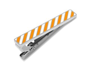 Varsity Stripes Light Orange and White Tie Clip