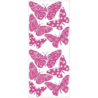 RoomMates 2.5 in. x 17.5 in. Flocked Butterfly Peel and Stick Wall Decal RMK1325SLG