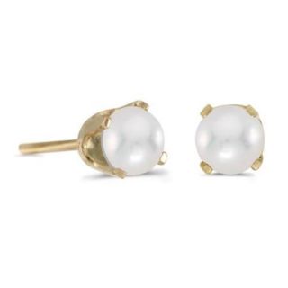 4 mm Pearl Stud Earrings in 14k Yellow Gold