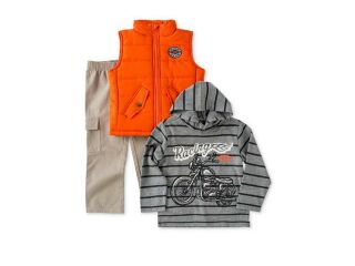 Kids Headquarters Infant Boys Orange Bike Club Outfit Jeans Shirt & Vest Jacket