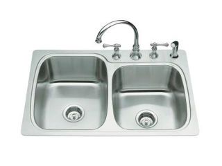 KOHLER K 3372 4 NA Verse Large/medium Self rimming Kitchen Sink, 4 hole