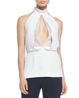 Cushnie et Ochs Mesh Inset Open Front Halter Top