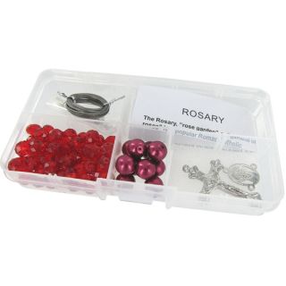 Crystal & Pearl Rosary Bead Kit Makes 1 Garnet Crystal Beads/Crimson