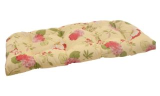 Pillow Perfect Risa Lemonade 44 in. Wicker Loveseat Cushion   Outdoor Cushions