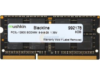 Mushkin Enhanced Blackline 8GB 204 Pin DDR3 SO DIMM DDR3L 1600 (PC3L 12800) Laptop Memory Model 992178