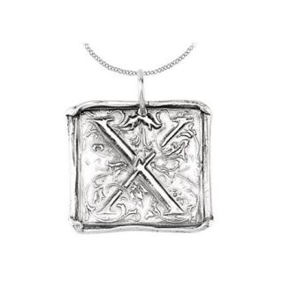 LBJ L5014203PD Vintage Letter X Initial Pendant in 925 Sterling Silver Rhodium Plating