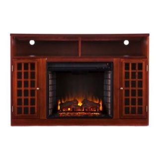 Southern Enterprises Amelia 48 in. Freestanding Media Electric Fireplace in Mahogany HD9298