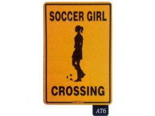 Seaweed Surf Co AT6 12X18 Aluminum Sign Soccer Girl Crossing