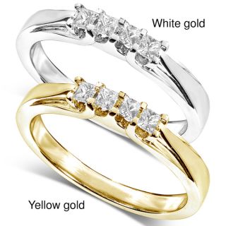 Annello 14k White or Yellow Gold 1/6ct TDW Princess cut Diamond Ring(H