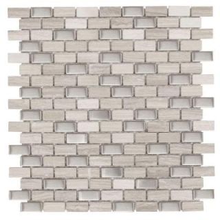 Jeffrey Court Brick Boulevard 11  1/4 in. x 12 in. x 8 mm Stone Stainless Mosaic Wall Tile 99614