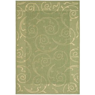Safavieh Courtyard Olive and Natural Rectangular Indoor and Outdoor Machine Made Area Rug (Common: 8 x 11; Actual: 96 in W x 134 in L x 0.58 ft Dia)