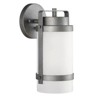Sea Gull Lighting Bucktown 1 Light Outdoor Weathered Pewter Wall Lantern with Satin Etched Glass 8622401 57