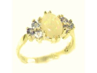 Ladies Contemporary Solid Yellow 9K Gold Natural Opal & Tanzanite Ring   Size 10.5   Finger Sizes 5 to 12 Available