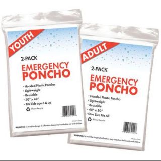 2 Pack Rain Poncho Youth Size   YOUTH