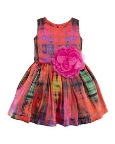 Zoe Pebble Rebel Tartan Fit And Flare Dress, Sizes 12 24 Months