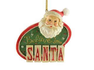 3.25" Santa Claus Classics Retro "Believe In Santa" Christmas Plaque Ornament