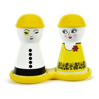 Yellow Mime Couple Ceramic Salt and Pepper Shaker Set  