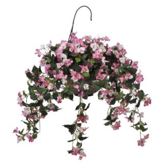 House of Silk Flowers Inc. Artificial Pink Impatient Hanging Basket